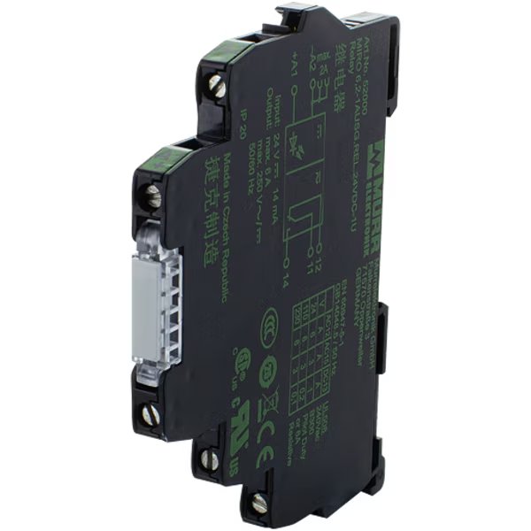 MIRO TR 24VDC SK 5P OPTO-COUPLER MODULE, IN: 48 VDC - OUT: 35 VDC / 2 A, 6, 2 mm screw-type terminal, Murr Elektronik, Mfr#: 52503